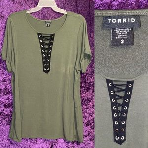 Army Green Corset Front Torrid Shirt Size 3